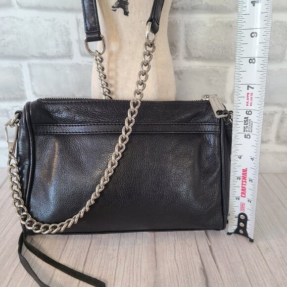 Rebecca Minkoff Mini Mac Cross Body Bag Chain Link Black Leather Studded - Picture 2 of 9